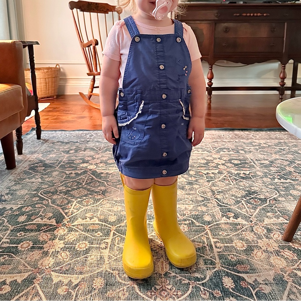 Sergent Major 18M Blue Kids Overall Dress w Whale and Kite Embroidery